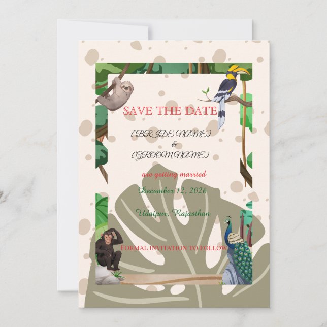 Ländliche Hochzeitsankündigung im Wald Save The Date (Vorderseite)