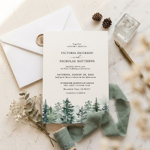 Ländliche Hochzeitseinladung mit Immergrünem Baum Einladung