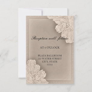 Ländliche Hochzeitsempfangskarte mit geprägtem Blu Einladung