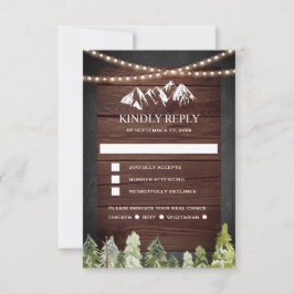 Ländliche Holz-Bergwald-Hochzeit RSVP Karte