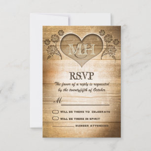 ländliche Holz Hochzeit RSVP Karte