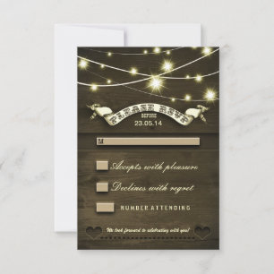 ländliche Holz-Hochzeits-RSVP mit Lichtern RSVP Karte