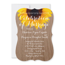 Ländliche Holz-Hochzeitseinladungen mit Sonnenblum