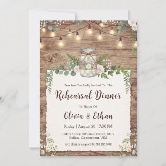 ländliche Holz Hochzeitsprobe-Dinner-Einladungen Einladung