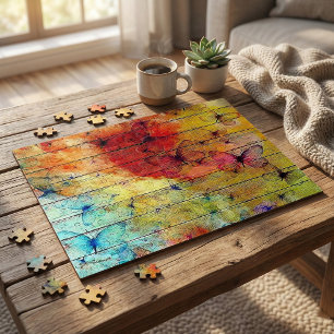 Ländliche Holz Whimsical Watercolor Schmetterlinge Puzzle