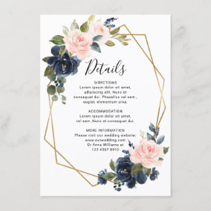 Ländliche Holze Navy Blau Blush Rosa Geometrische Begleitkarte
