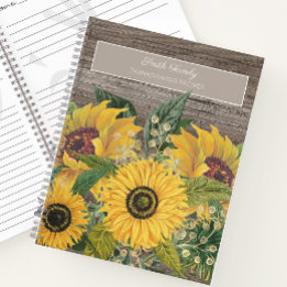 Ländliche Holzgelbe Sonnenblumen Thanksgiving-Reze Notizbuch