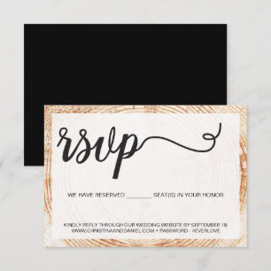 Ländliche Holzmaserung Baumringe Hochzeit reservie RSVP Karte