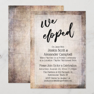 Ländliche Holzmaserung Wir haben uns davongeschlic Einladung