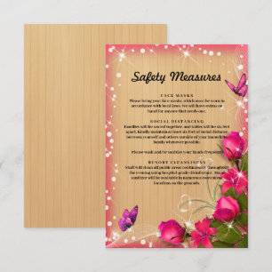 Ländliche Holztischdecke Rosa Blumen Schmetterling Begleitkarte
