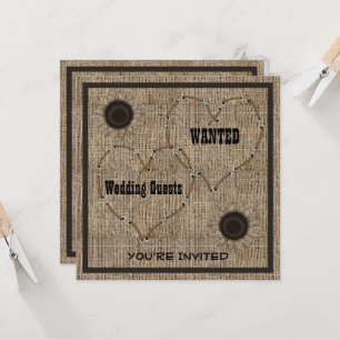 Ländliche Jute-Hochzeitseinladungen im Western-Sti Einladung