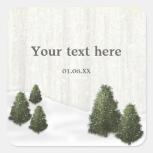 Ländliche Kiefern Winterhochzeit Dezember Geschenk Quadratischer Aufkleber