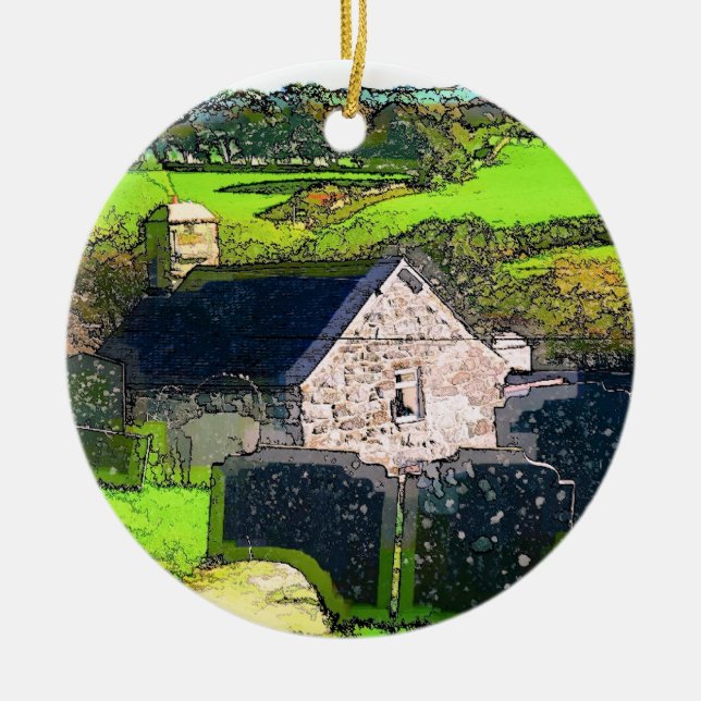 LÄNDLICHE KIRCHE KERAMIKORNAMENT (Vorne)