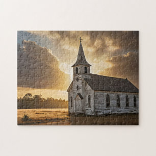 Ländliche Kirche Sonnenaufgang Christlich Puzzle