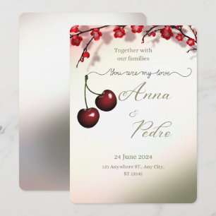 Ländliche Kirsch Frucht Romantische Hochzeitseinla Einladung
