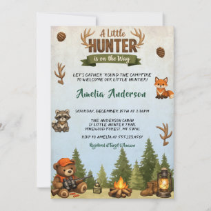 Ländliche kleine Jäger-Wald-Baby-Party Einladung
