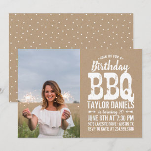 Ländliche Kraft Geburtstags-BBQ-Foto-Einladung Einladung