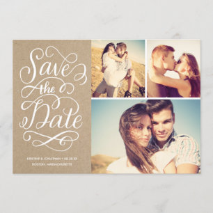 Ländliche Kraft Save The Date Collage mit Buchstab