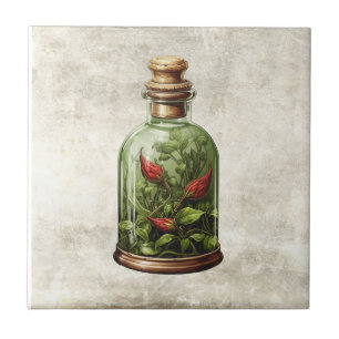 Ländliche Kräuter Vintage-Flasche Cottage-Keramik Fliese