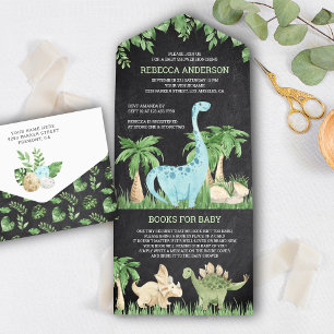 Ländliche Kreidetafel Dschungel Süße Dinosaurier B All In One Einladung