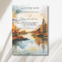 Ländliche Landschaft Bergsee Herbsthochzeit Save The Date