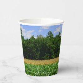 Ländliche Landschaft eines Mais- und Weizenfeldes  Pappbecher