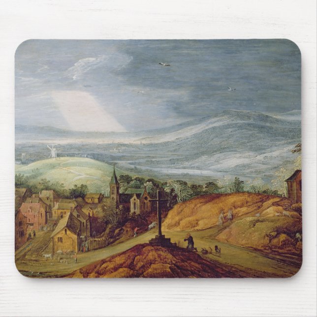 Ländliche Landschaft mit einem Pilger, der vor Mousepad (Vorne)