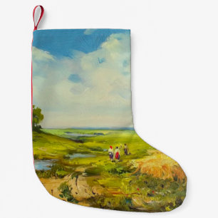 ländliche Landschaft mit Figuren von Menschen in d Kleiner Weihnachtsstrumpf