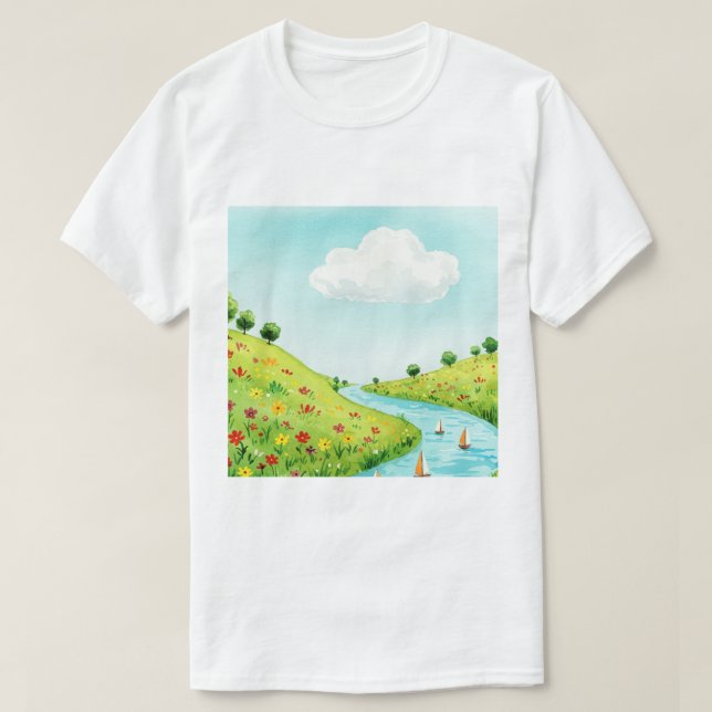 Ländliche Landschaft T-Shirt (Design vorne)