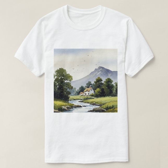 Ländliche Landschaft T-Shirt (Design vorne)