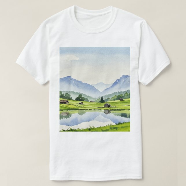 Ländliche Landschaft T-Shirt (Design vorne)
