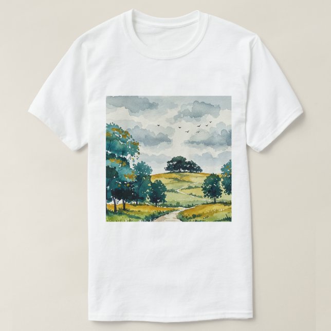Ländliche Landschaft T-Shirt (Design vorne)