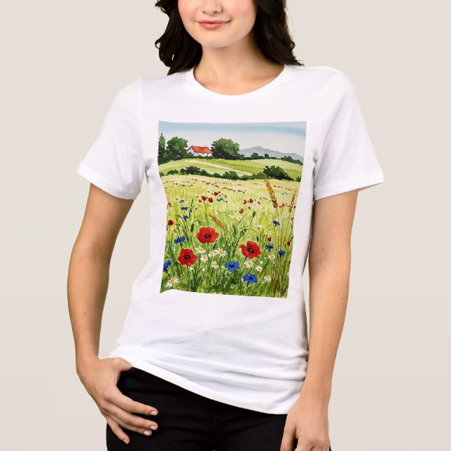 Ländliche Landschaft Tri-Blend Shirt (Vorderseite)