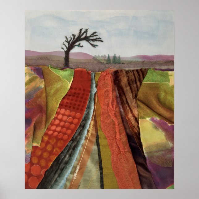 Ländliche Landschaftstextilkunst Poster (Vorne)