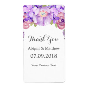 Ländliche lila Aquarell-Blumen-Hochzeitsetiketten