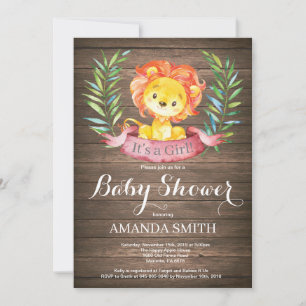 Ländliche Mädchen-Giraffen-Baby-Party-Einladung Einladung