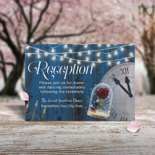 Ländliche Märchenhochzeit Navy Blau Rezeption Einladung