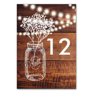 LÄNDLICHE MASON JAR TISCHNUMMER