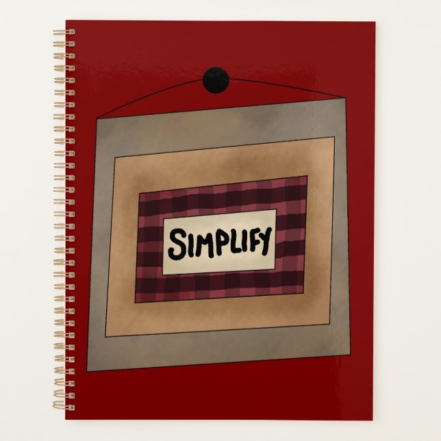 Ländliche Minimalistische Simplify-Wortkunst Planer (Vorderseite)
