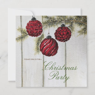 Ländliche minimalistische Weihnachtsfeier Einladung