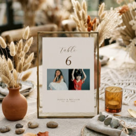 Ländliche moderne Schrift Kindheitsfotos als Tischnummer