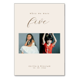 Ländliche moderne Schrift Kindheitsfotos als Tischnummer