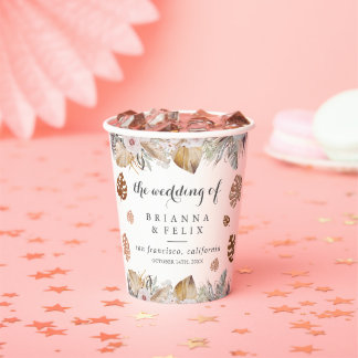 Ländliche neutrale Boho-Hochzeit Pappbecher