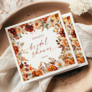 Ländliche Orange Burgunder Florale Hochzeitsdusche Serviette