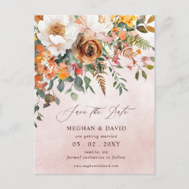 Ländliche Orange Florale Herbst Hochzeit Einladung