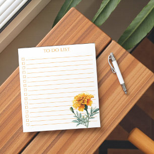Ländliche Orange Marigold To-Do-Liste Lehrer-Gesch Notizblock