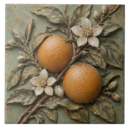 Ländliche Orangenblüten-Zitrus-Fauxrelief Fliese