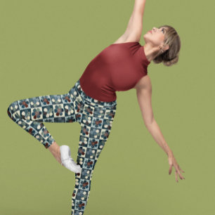 Ländliche Patchwork-Blumen Leggings