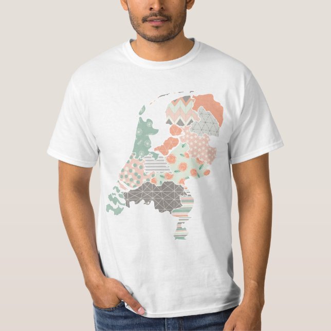 Ländliche Provinz Karte Geometric Patchwork Style T-Shirt (Vorderseite)