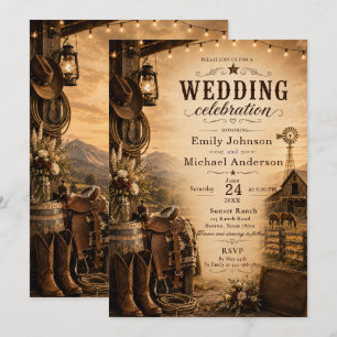 Ländliche Ranch-Hochzeitseinladung Einladung